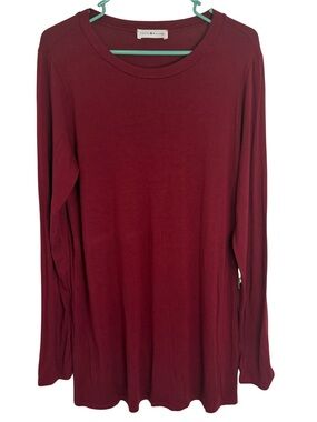 Coco & Main Maroon Long Sleeve Elbow Patch Knee Length Dress Size Large